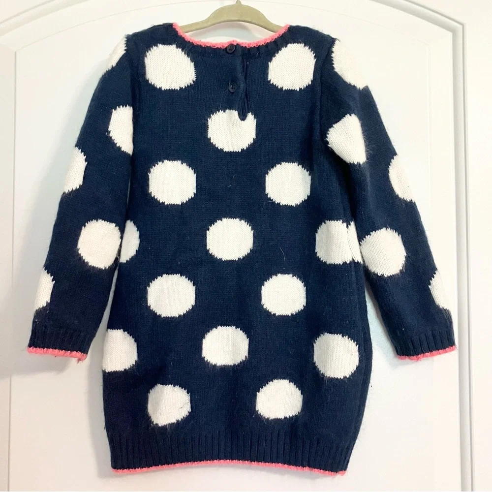 Gymboree Sweater Dress Bundle (2) Blue Polka Dot White Cable-Knit Girl’s Size 4T